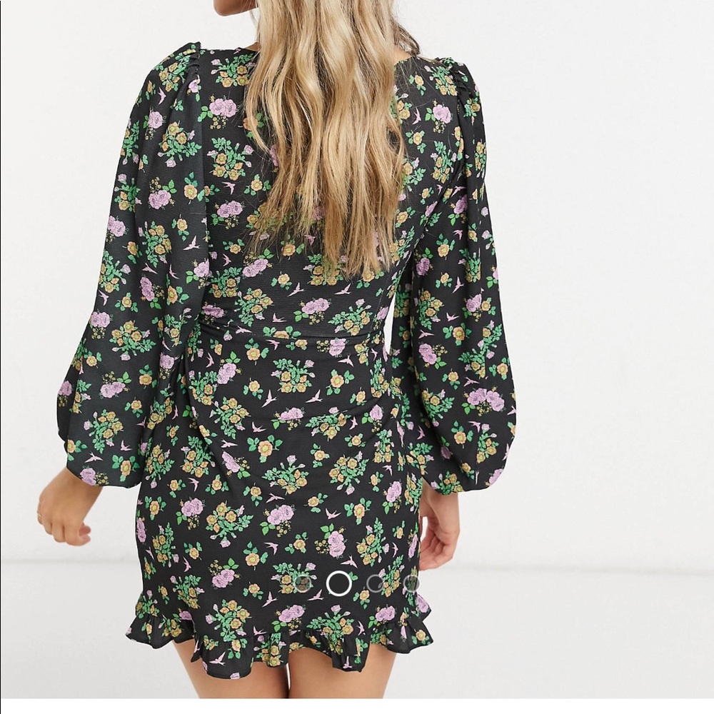 NWOT black floral mini dress - Picture 2 of 9